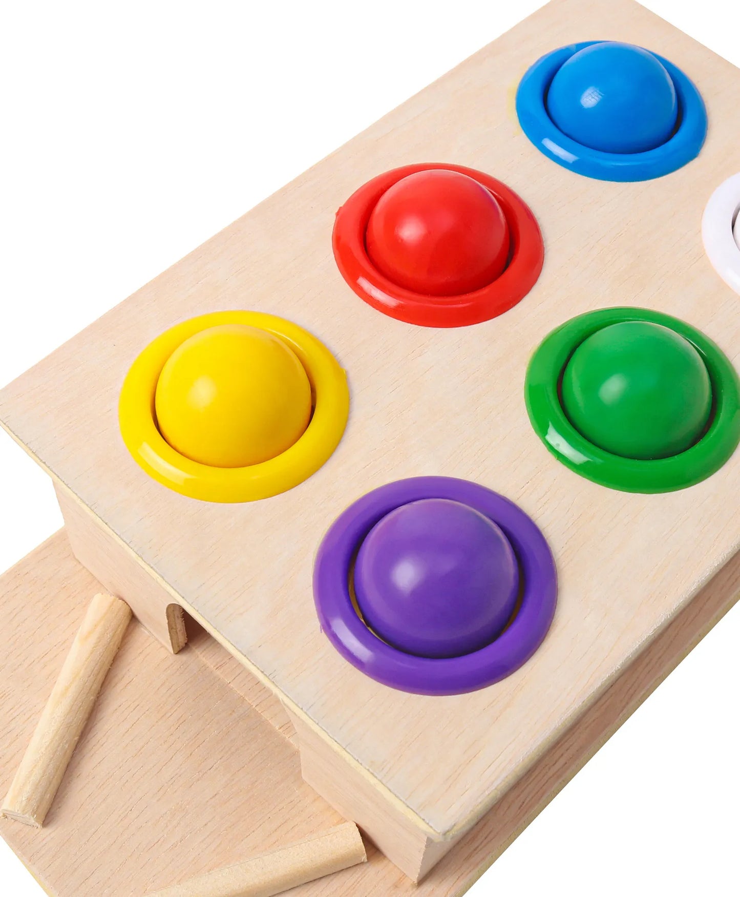 Preschoolers Wooden Hammer Ball Push Knock Pounding Montessori Game Toys for Kids Baby - 6 pcs Ball Set for 3-6 Years