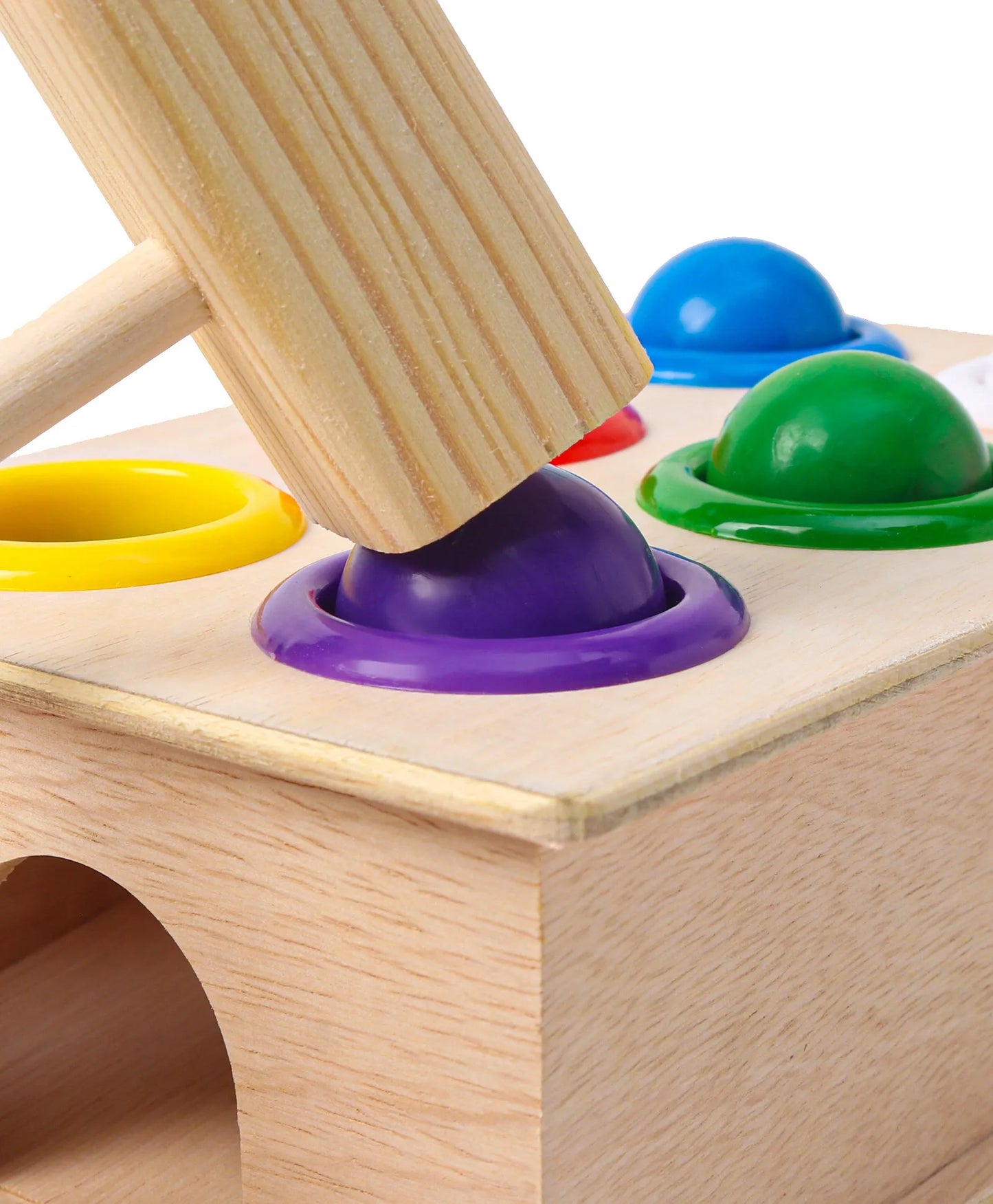 Preschoolers Wooden Hammer Ball Push Knock Pounding Montessori Game Toys for Kids Baby - 6 pcs Ball Set for 3-6 Years