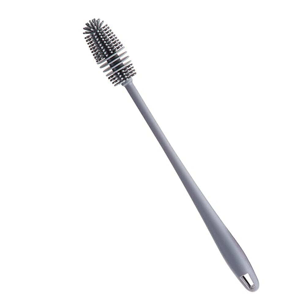 Bottle Cleaning Brush Silicone Long Handle for Baby Bottle, Water Bottle, Containers, Vase and Glass, Bottle Cleaner for Home and Kitchen Accessories Item Products (31-CM-SILICONE-GREY-BRUSH)