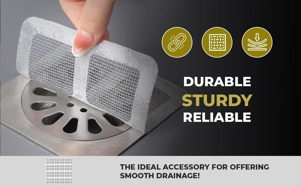Drain Cover Hair Catcher Disposable Waterproof Drain Guard Mesh Stickers Drainage Jali Sink Strainer Shower Drain Cover for Bathroom Floor Sink Bathtub (10cm x 10cm)
