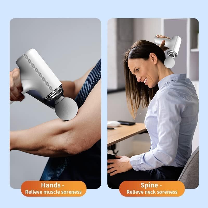 Massage Gun Deep Tissue, Powerful Percussion Muscle Massager with 6 Speeds Adjustable, Type-C & Mini Massage Gun for Body Massage, Pain Relief, Fitness Recovery
