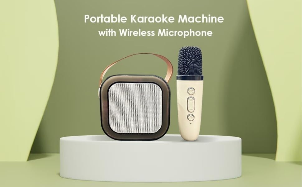 Karaoke Machine for Kids and Adults, Portable Bluetooth Mini Karaoke Microphone Speaker with Wireless Mic and Light, Gift Toy for Smartphones, Birthday, Family, Home Party (Colour: Multi)