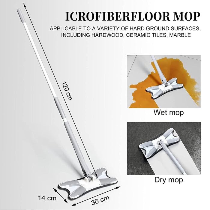X- Shape Cleaning MOP Floor Cleaner dust Cleaner, Dry Wet mop Hand-Free House Hold Cleaning Tool (Home & Office)
