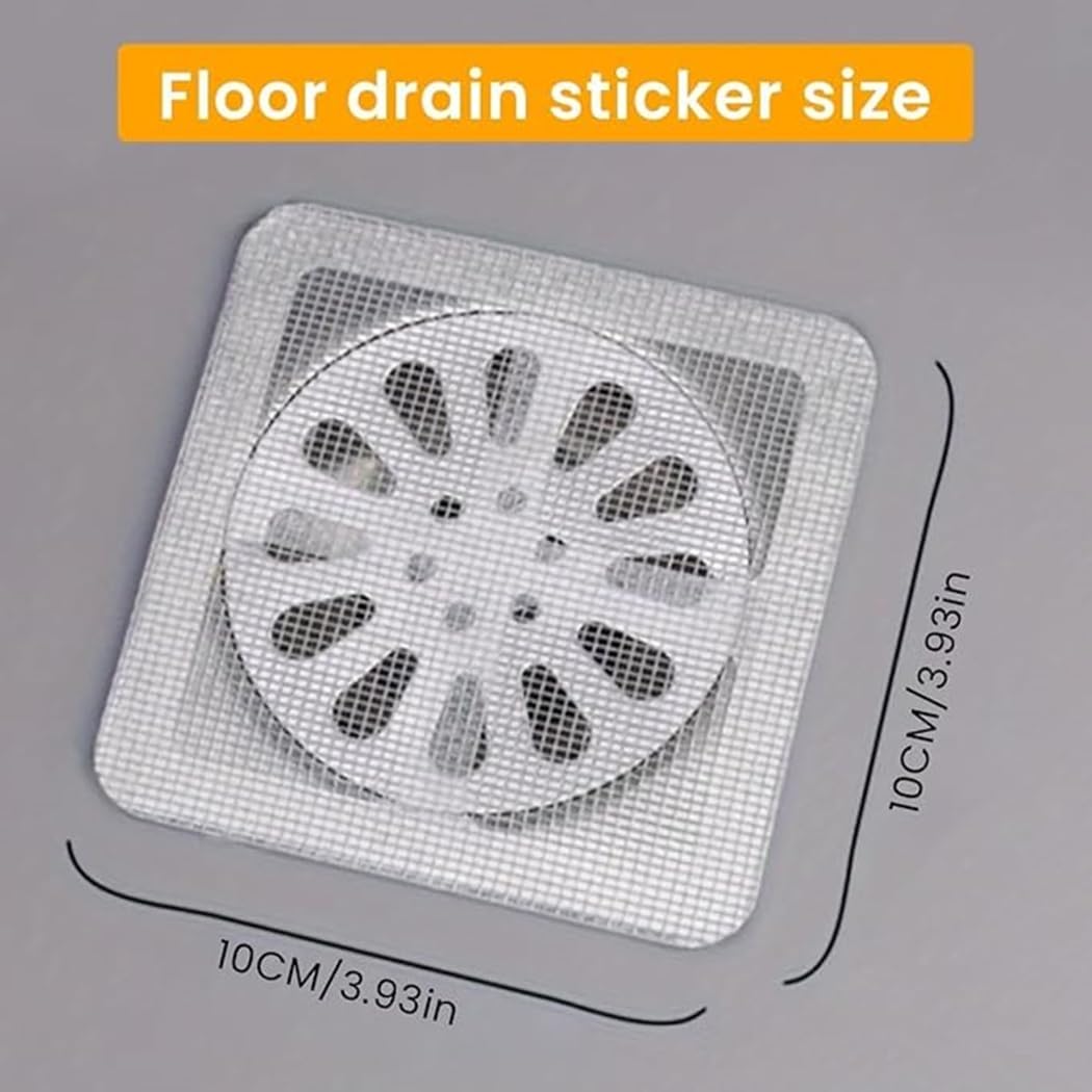 Drain Cover Hair Catcher Disposable Waterproof Drain Guard Mesh Stickers Drainage Jali Sink Strainer Shower Drain Cover for Bathroom Floor Sink Bathtub (10cm x 10cm)