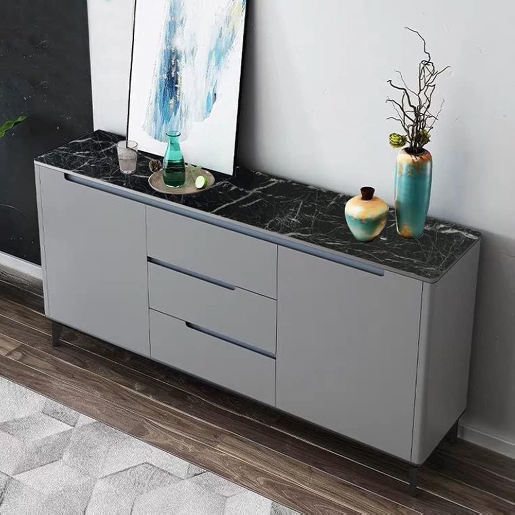 Self-Adhesive Kitchen Shelf Liner Roll - Oil-Proof, Waterproof Black Marble Wallpaper for Cabinets, Cupboards and Floors Black (60×200 cm, Pack of 1)