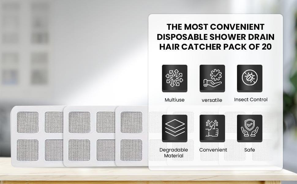 Drain Cover Hair Catcher Disposable Waterproof Drain Guard Mesh Stickers Drainage Jali Sink Strainer Shower Drain Cover for Bathroom Floor Sink Bathtub (10cm x 10cm)