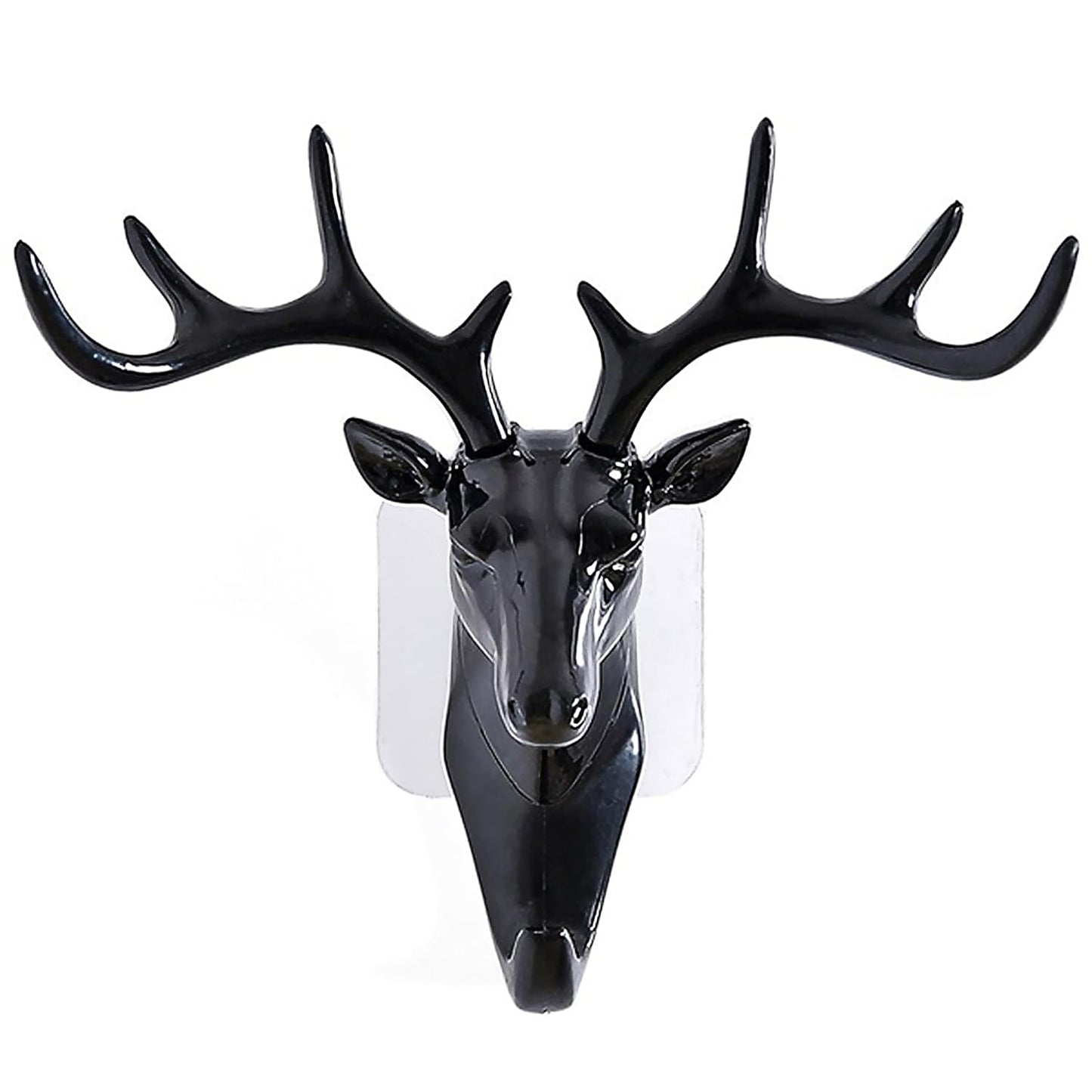 Deer Head Single Wall Hook/Hanger Animal Shaped Coat Hat Hook Heavy Duty, Rustic, Decorative Gift, Black, Pack of 1v
