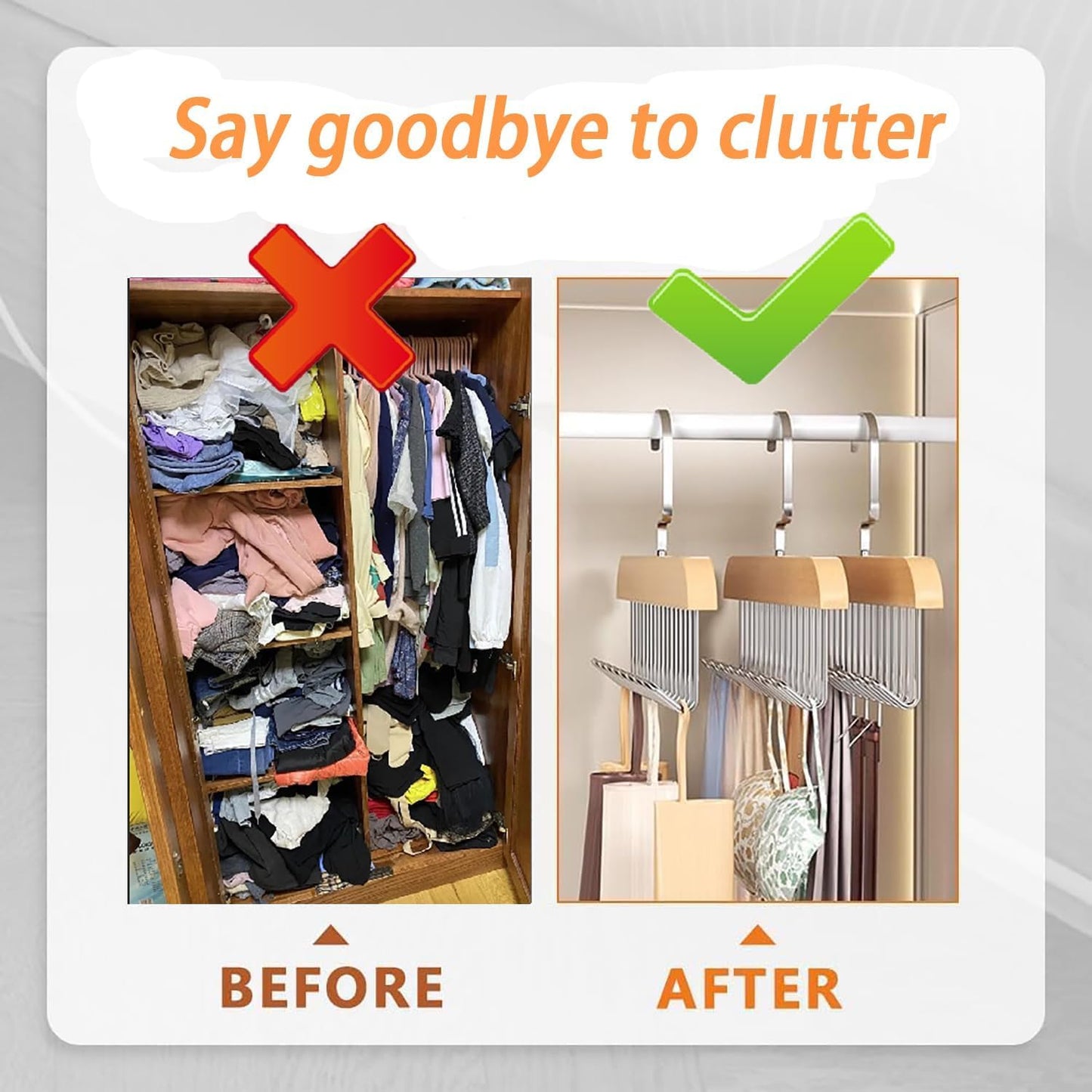 Wooden Hanger - Multipurpose Adjustable 8 Hooks Closet Wooden Hanger for Lingerie, Belt, Scarf, Tie, Garments, Perfect Storage Holder Organizer Hangers for Wardrobe and Cupboard (28X19CM, 1)