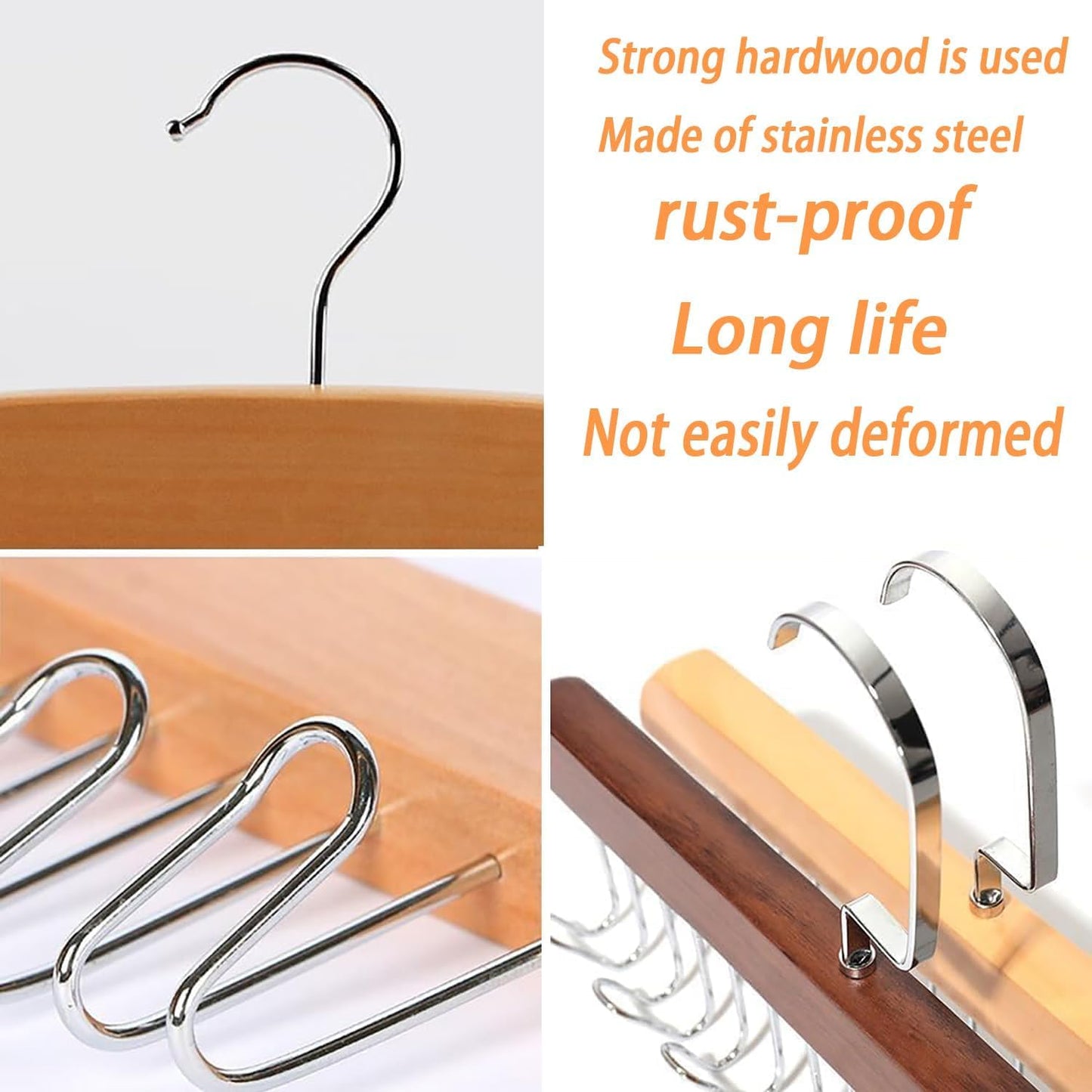 Wooden Hanger - Multipurpose Adjustable 8 Hooks Closet Wooden Hanger for Lingerie, Belt, Scarf, Tie, Garments, Perfect Storage Holder Organizer Hangers for Wardrobe and Cupboard (28X19CM, 1)