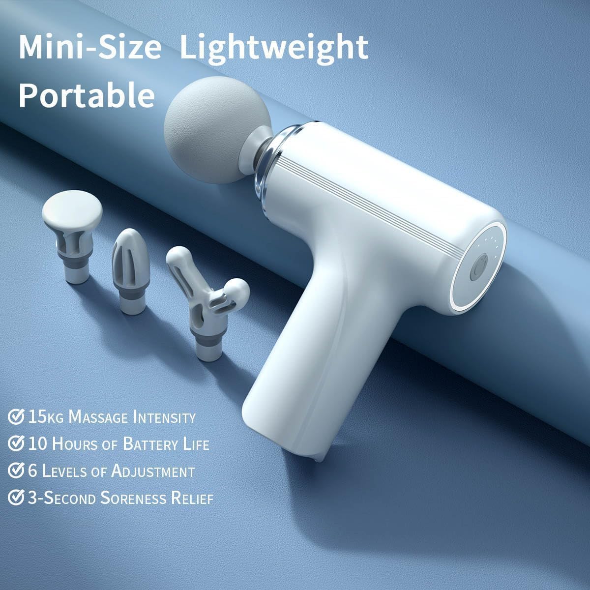 Massage Gun Deep Tissue, Powerful Percussion Muscle Massager with 6 Speeds Adjustable, Type-C & Mini Massage Gun for Body Massage, Pain Relief, Fitness Recovery