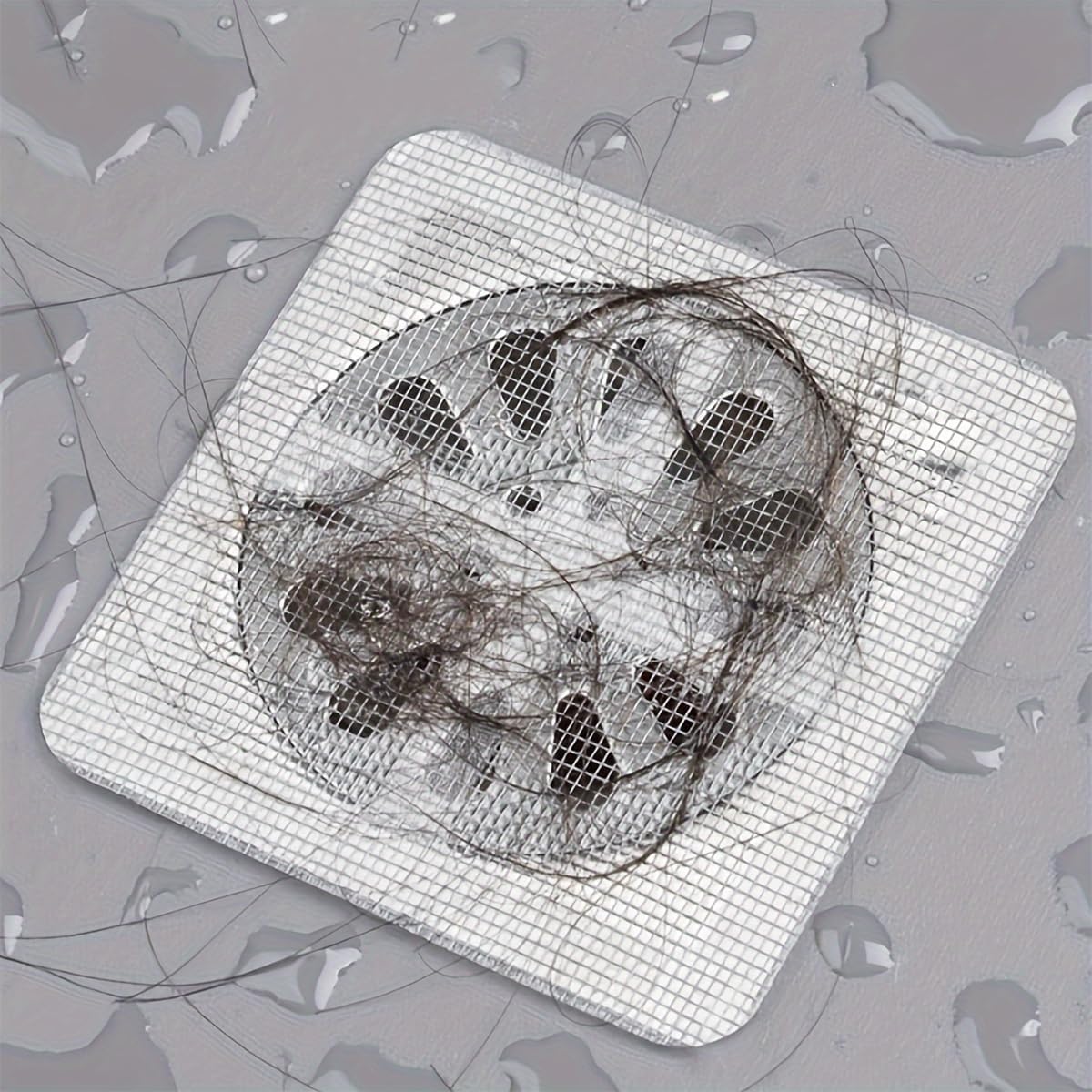 Drain Cover Hair Catcher Disposable Waterproof Drain Guard Mesh Stickers Drainage Jali Sink Strainer Shower Drain Cover for Bathroom Floor Sink Bathtub (10cm x 10cm)
