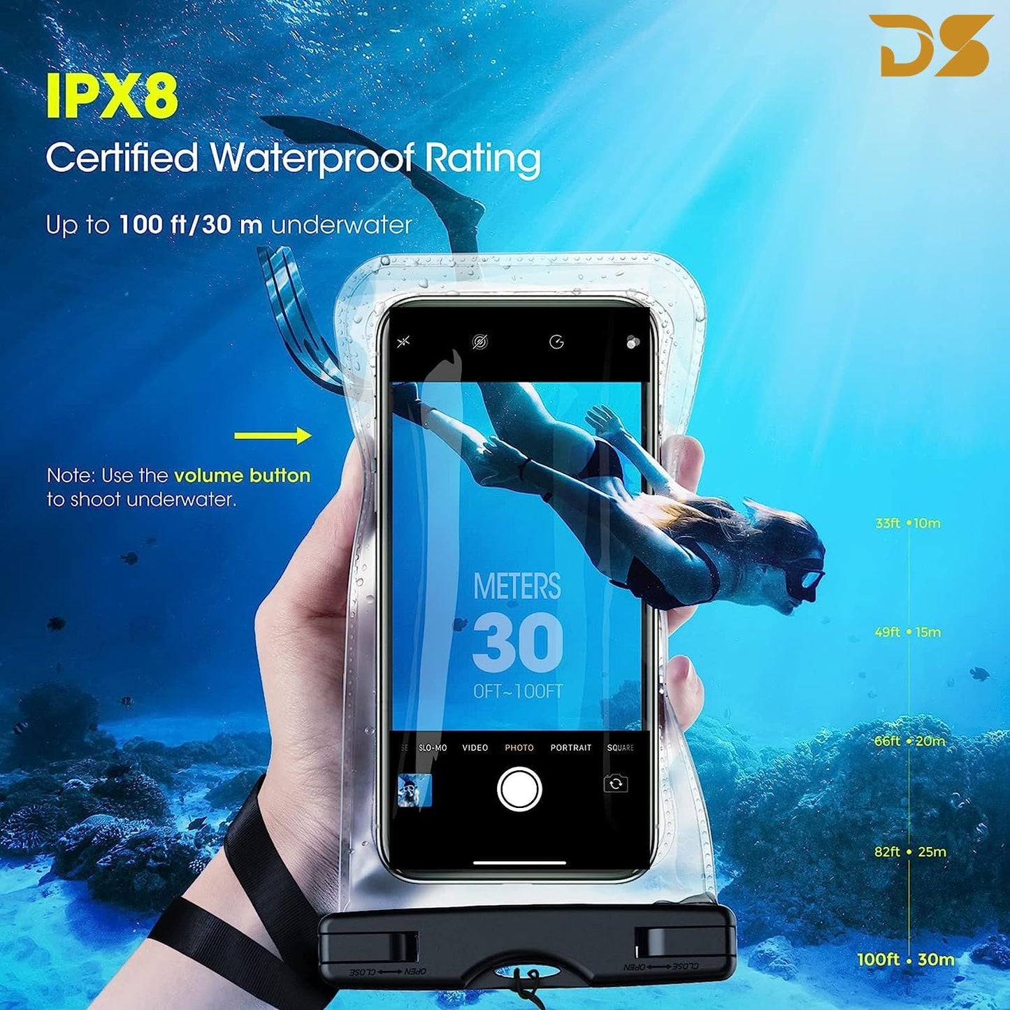 Waterproof Pouch Cell Phone Dry Bag Case for iPhone, Samsung, Pixel, One Plus, up to 7.0 inch – All Mobile Phones Transparent (Pack of 2)