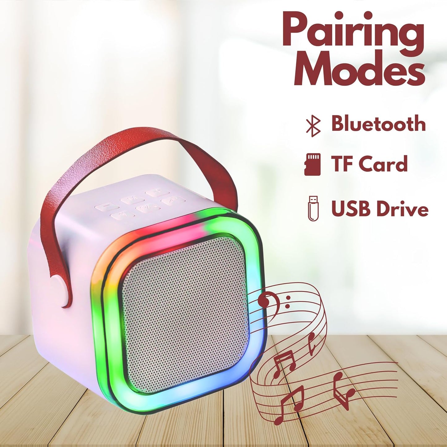 Karaoke Machine for Kids and Adults, Portable Bluetooth Mini Karaoke Microphone Speaker with Wireless Mic and Light, Gift Toy for Smartphones, Birthday, Family, Home Party (Colour: Multi)