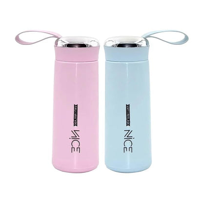 Nice Water Bottle, 400ml,Bpa Free Bottle Glass Inner Liner With Plastic Shell Bottles For School,Gym,Home,Office,Boys & Girls | Portable Handheld, Multicolour, Pack of 1