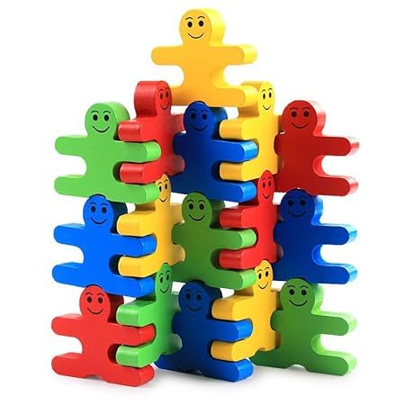 Interactive Balance Building Blocks - Educational Stacking Tower For Toddlers, Montessori Fine Motor Skills Toys, 3 4 5 6 Years Old Sorting & Matching Game - 16 Pcs,Multicolor