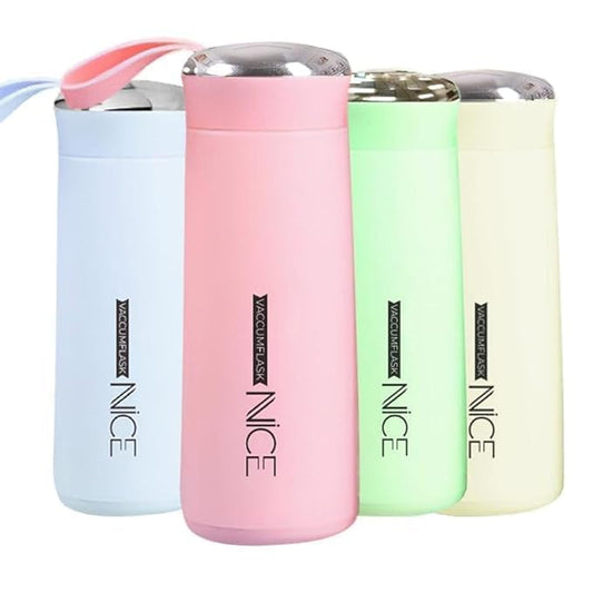 Nice Water Bottle, 400ml,Bpa Free Bottle Glass Inner Liner With Plastic Shell Bottles For School,Gym,Home,Office,Boys & Girls | Portable Handheld, Multicolour, Pack of 1