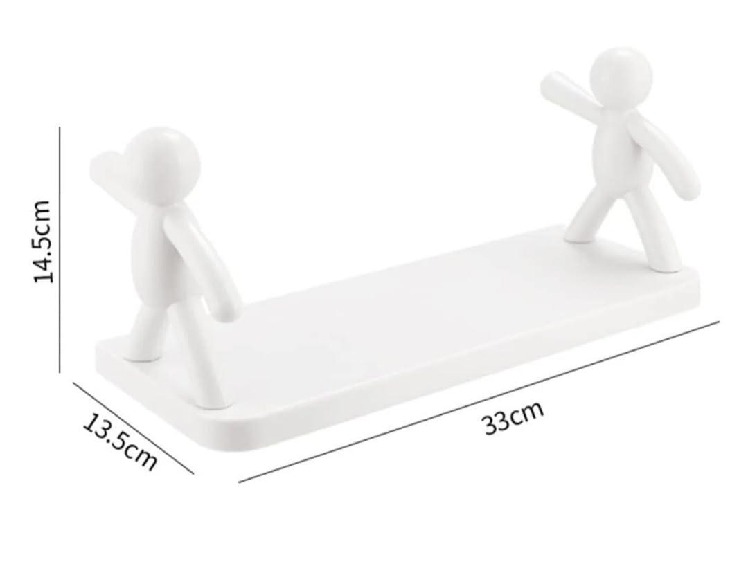 Wall Mounted Plastic Bathroom Buddy Shelf with Self-Adhesive Stickers for Storage Shelf Bathroom Organizer Rack Without Drill - Pack of 1
