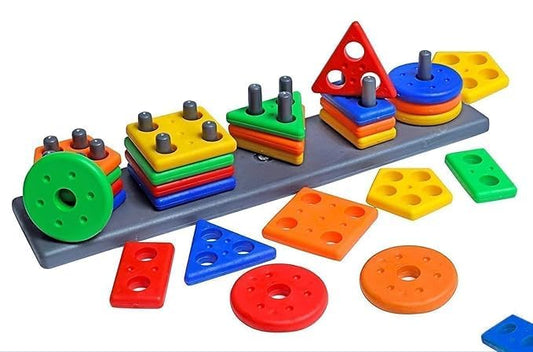 Angle Geometric Plastic Blocks Sorting & Stacking Toys for Toddlers and Kids Preschool | Color Stacker Shape Sorter Gift Educational Learning Toy for 1 2 3 Years Old Boys and Girls