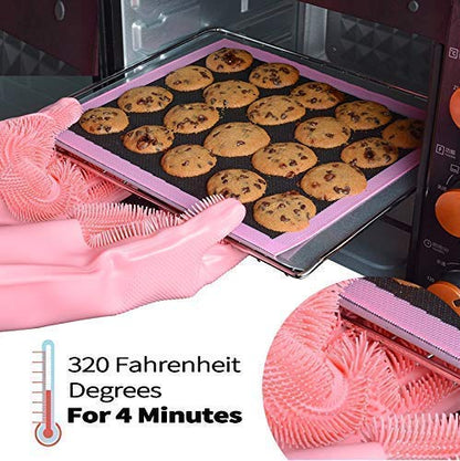 Gloves Magic Silicone Dish Washing Gloves, Silicon Cleaning Gloves, Silicon Hand Gloves for Kitchen Dishwashing and Pet Grooming, Great for Washing Dish, Car, Bathroom (Multicolour, 1 Pair)