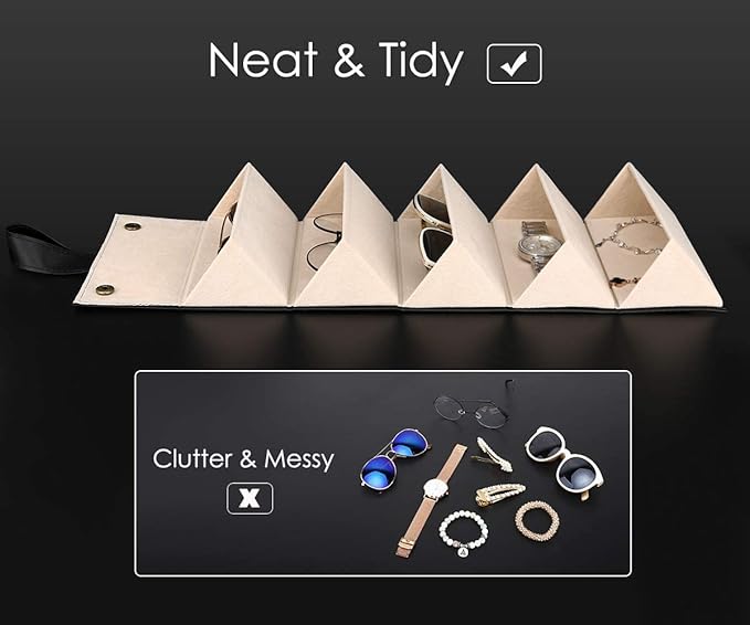 Sunglasses Organizer with Slots, Travel Glasses Case Storage Portable Sunglasses Storage Case Bag Foldable Eyeglasses Holder Box, Eyewear Display Containers for Men & Women