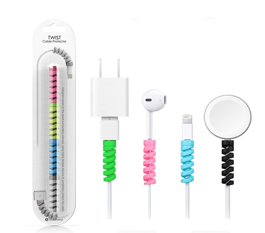 Spiral Charger Cable Protector Data Cable Saver Charging Cord Protective Cable Cover Set of 1 (4 Pieces)