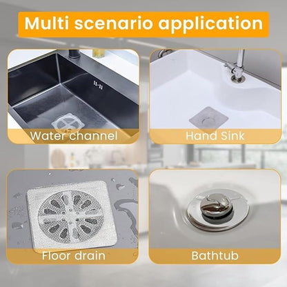 Drain Cover Hair Catcher Disposable Waterproof Drain Guard Mesh Stickers Drainage Jali Sink Strainer Shower Drain Cover for Bathroom Floor Sink Bathtub (10cm x 10cm)