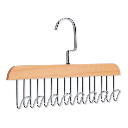 Wooden Hanger - Multipurpose Adjustable 8 Hooks Closet Wooden Hanger for Lingerie, Belt, Scarf, Tie, Garments, Perfect Storage Holder Organizer Hangers for Wardrobe and Cupboard (28X19CM, 1)