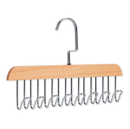 Wooden Hanger - Multipurpose Adjustable 8 Hooks Closet Wooden Hanger for Lingerie, Belt, Scarf, Tie, Garments, Perfect Storage Holder Organizer Hangers for Wardrobe and Cupboard (28X19CM, 1)