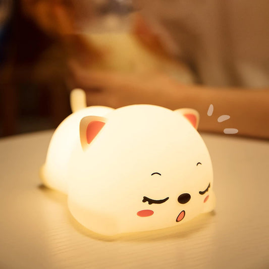 Night Lamp, Cat Lamp, Cat Light Lamp, Cat Touch Silicone Lamp, 7 Colour Changing Light for Kids Bedroom, USB Rechargeable (Cat Light lamp), LED, Multicolor