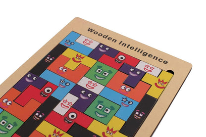 Kids Wooden Russian Blocks Tetris Puzzles for Kids, Wood Intelligence Puzzle, Brain Teasers Games Toys, Educational Gift for Kids Toddlers Ages 3-8, Building Blocks 40pcs