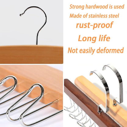 Wooden Hanger - Multipurpose Adjustable 8 Hooks Closet Wooden Hanger for Lingerie, Belt, Scarf, Tie, Garments, Perfect Storage Holder Organizer Hangers for Wardrobe and Cupboard (28X19CM, 1)