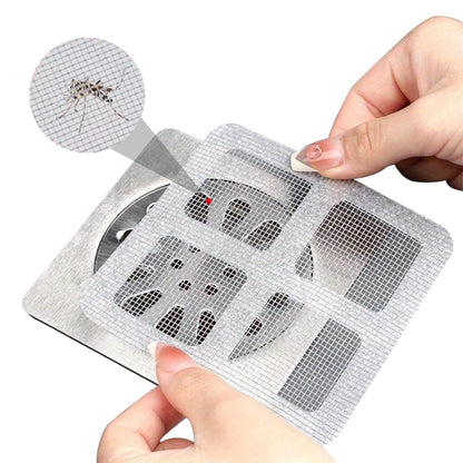 Drain Cover Hair Catcher Disposable Waterproof Drain Guard Mesh Stickers Drainage Jali Sink Strainer Shower Drain Cover for Bathroom Floor Sink Bathtub (10cm x 10cm)