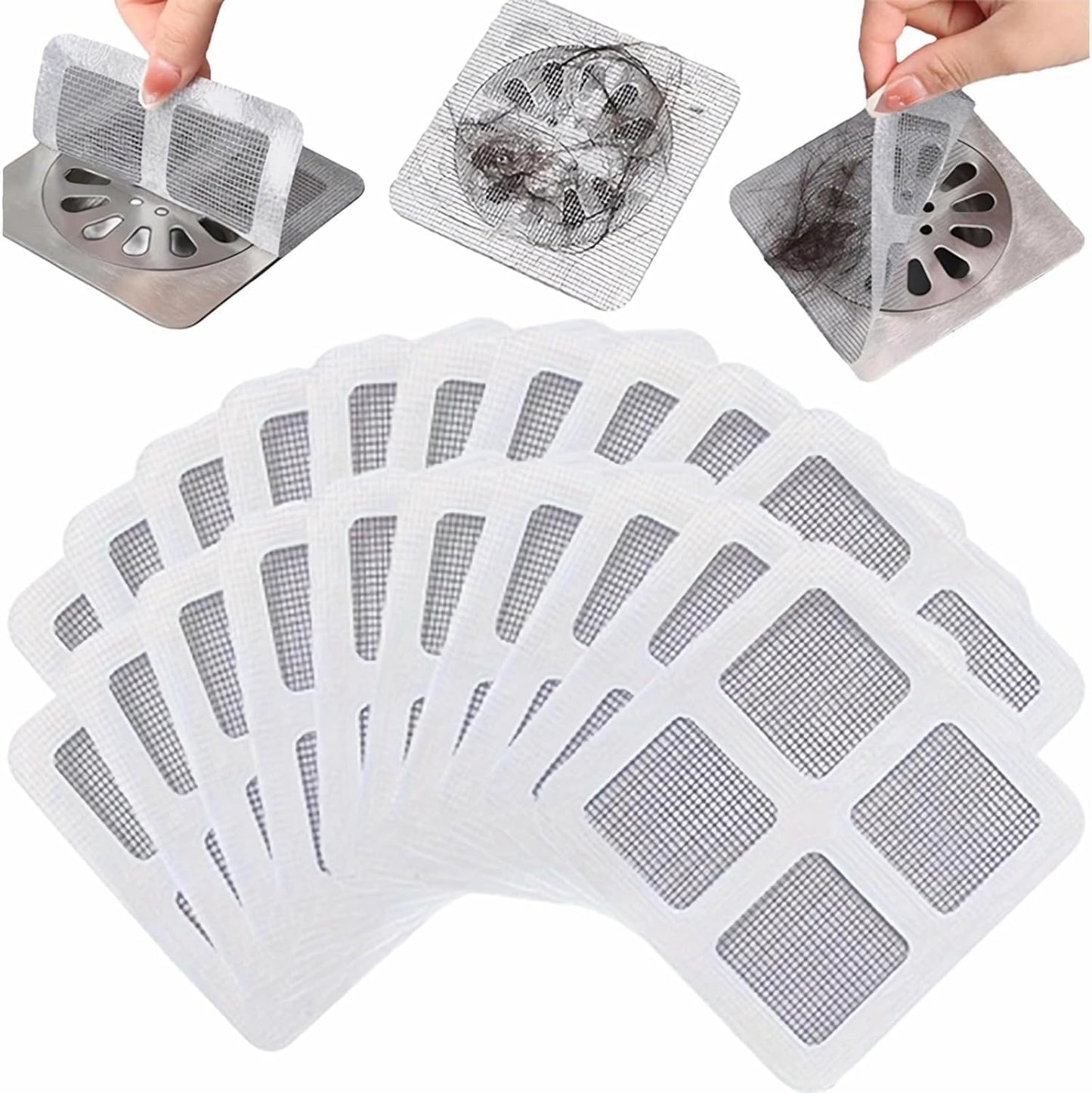 Drain Cover Hair Catcher Disposable Waterproof Drain Guard Mesh Stickers Drainage Jali Sink Strainer Shower Drain Cover for Bathroom Floor Sink Bathtub (10cm x 10cm)