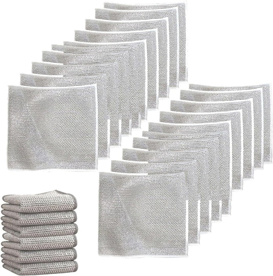 Stainless Steel Double Layer Mesh Wire Multipurpose Rags, 10Pcs | for Wet & Dry, Easy Rinsing, Reusable | Dishwash Cleaning Cloth for Sink & Utensils.
